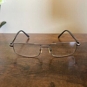 Men’s Semi Rimless Rectangle Eyeglass Frames Only Black Silver Metal 53-17-140mm